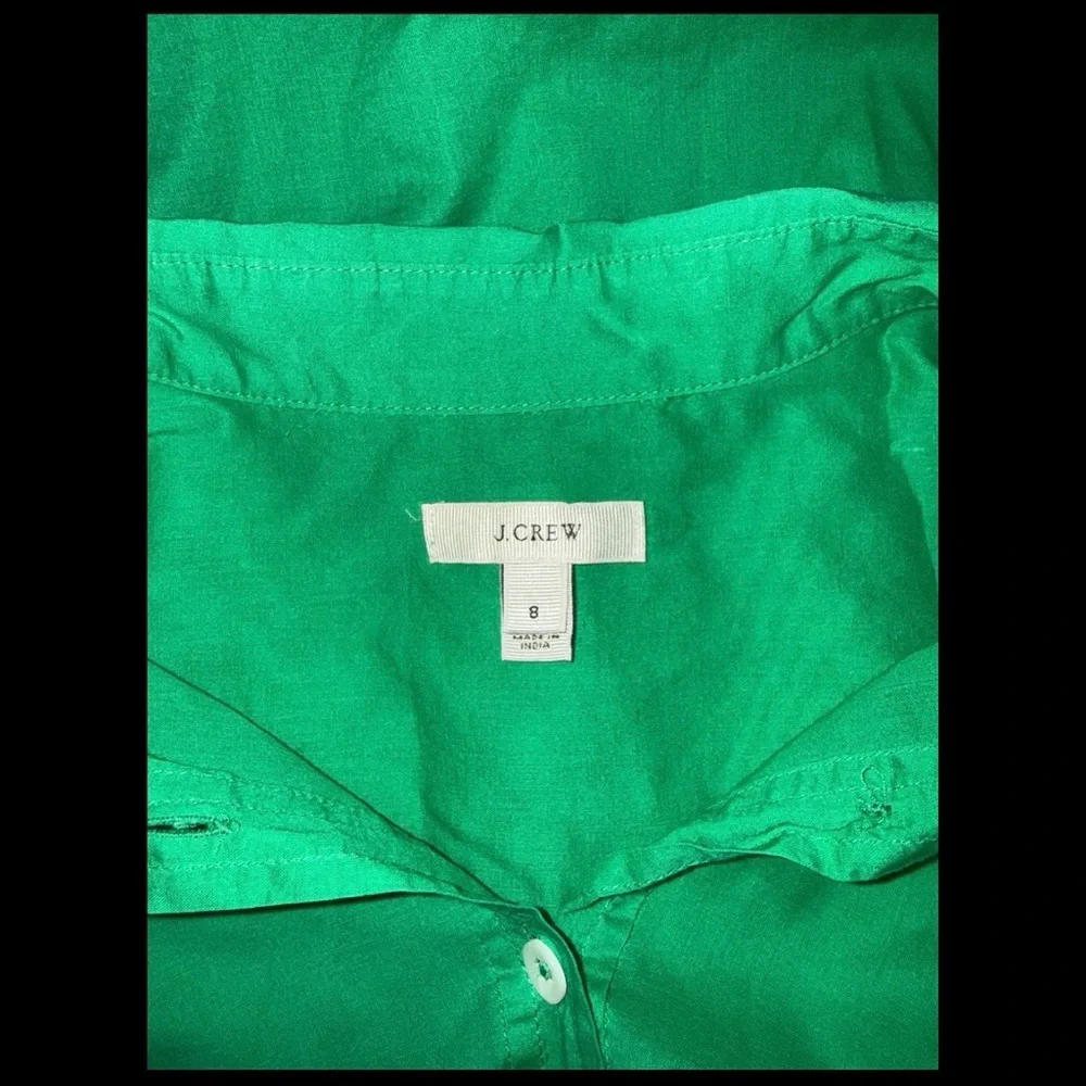 J. Crew Kelly Green Old Money Button Up Shirt Long Sleeve Collared Preppy Blouse